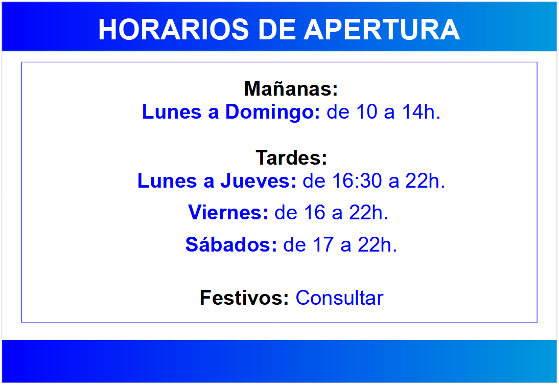 Horarios de apertura de RetoVertical